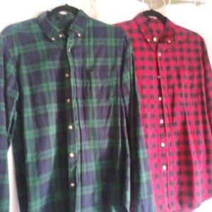 2 "J. CREW"  FLANNEL SHIRTS - SMALL (LIKE NEW)